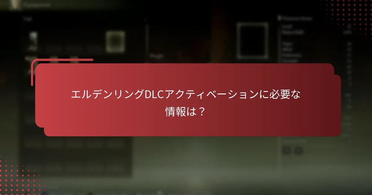 エルデンリングDLCアクティベーションに必要な情報は？